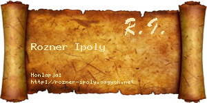 Rozner Ipoly névjegykártya
